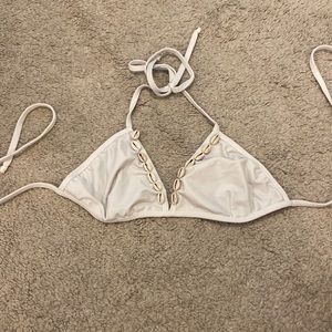 Mora surf boutique white shell bikini halter top
